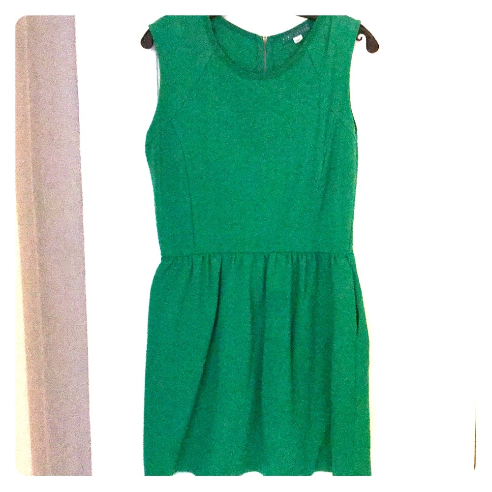 Emerald green cotton chevron dress